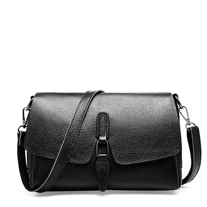 black Wmnuo сумка из чистой кожи, новинка, кожаная сумка через плечо, женская модная сумка с дикой текстурой, первый слой кожи, Портативная сумка - Цвет: black