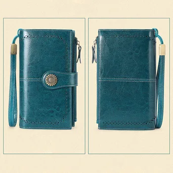 

Hot 2019 Classic Women's Wallet PU Leather Long Wallets Zipper Multifunction Multi-Card Position Large Capacity Purse Female