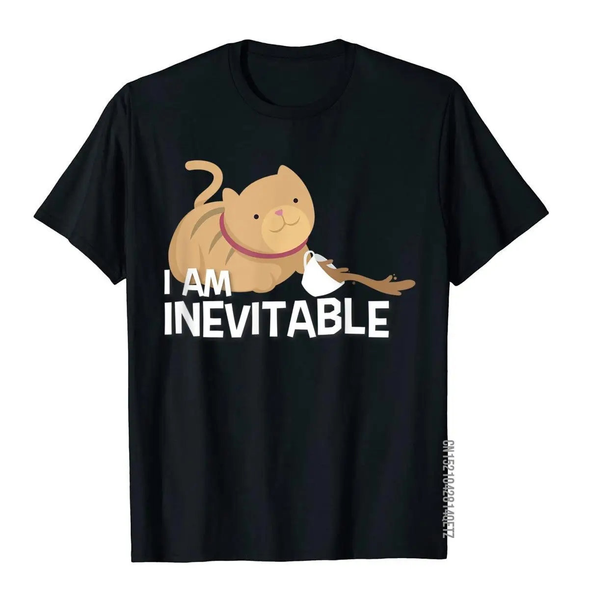 Funny Cat Shirt - I Am Inevitable Humorous Evil Graphic Tee T-Shirt__B11667black