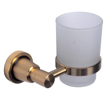 

Bright Brushed Golden Space Aluminum Single Cup Holder Bathroom Hardware Pendant Frosted Cup Mouthwash Toothbrush Cup Holder Cup