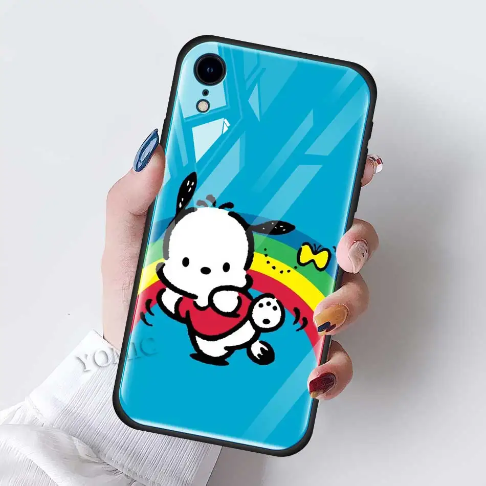 cartoon pochacco dogs tempered glass case for apple iphone xr 7
