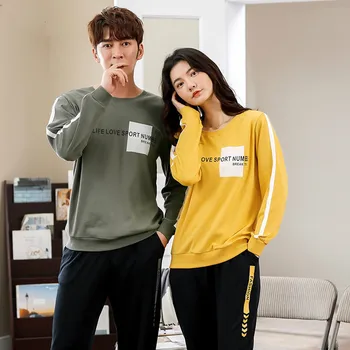 

Autumn and Winter Long Sleeve Cotton Lovers' Pajamas Sports and Leisure Suits Can Be Worn Out of Cotton Household Clothes