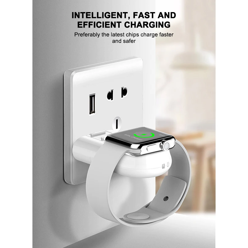 Белый USB зарядное устройство для умных часов для наручных часов IWatch 1/2/3/4 Портативный зарядное устройство смарт-часов основание для наручных часов IWatch, для Apple Watch Смарт-часы