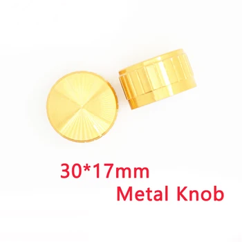 

2pcs/lot gold volume control Metal Alloy Knob 30mmx17mm Knurled Shaft 6mm rotary Potentiometer encoder switch knobs cap