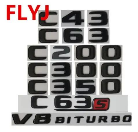 Глянцевая черная эмблема для багажника Mercedes Benz C43 C63 C63s C300 C350 4matic AMG V8 BITURBO 2017