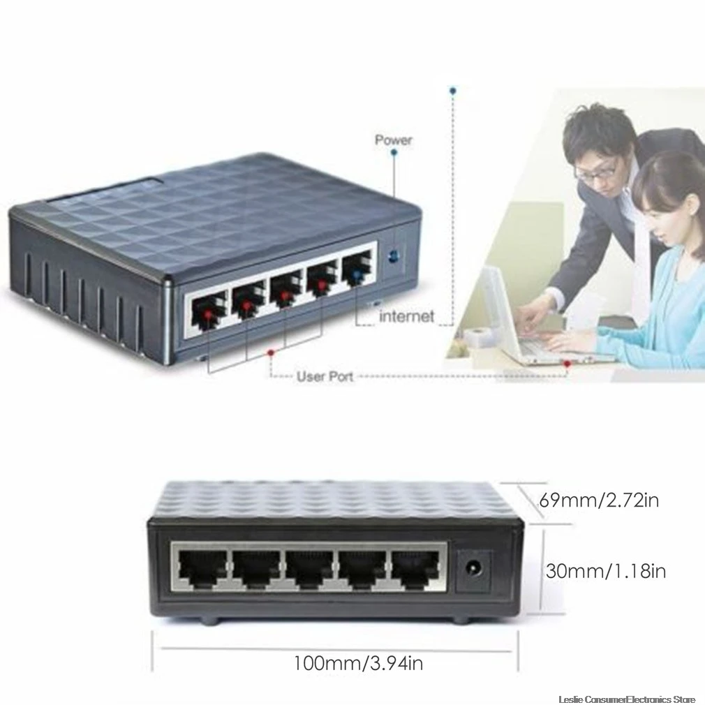 Практичный Прочный Мини сети Ethernet настольный коммутатор 5 Порты и разъёмы 10/100 Мбит порт Lan быстрая Интернет концентратор штепсельная вилка стандарта США