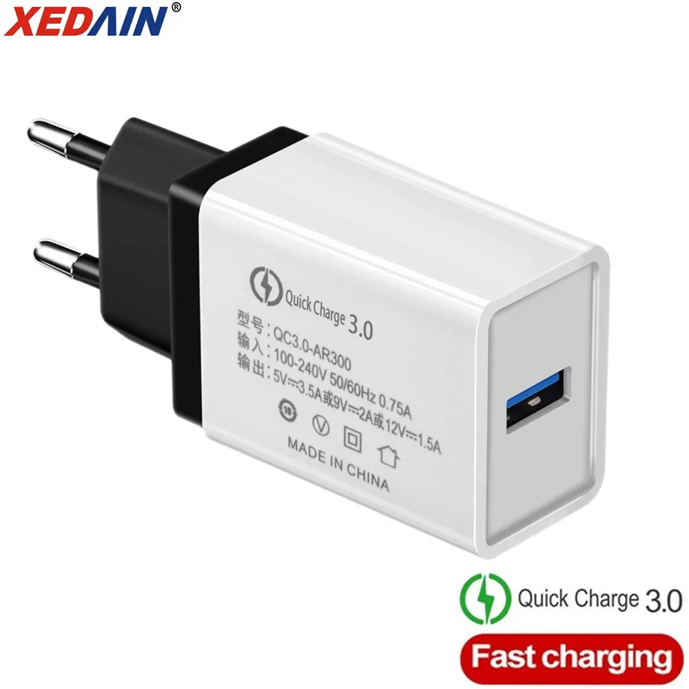 18 Вт EU/USA Быстрая зарядка QC 3 0 USB зарядные устройства для телефонов кабель быстрое