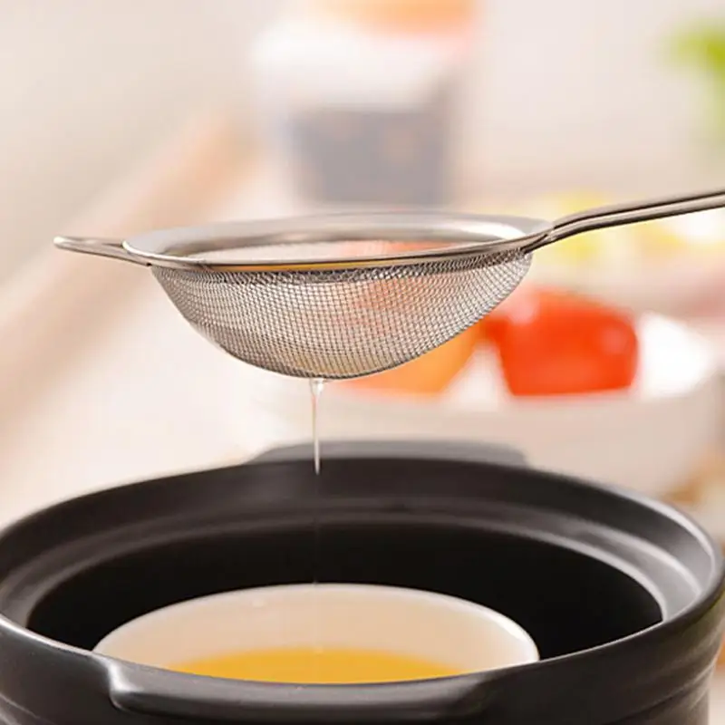 Durable Flour Mesh Strainer Handheld Screen Stainless Steel Flour Sieve Oil Strainer colander Sifter Sieve Colander 1 Durable Flour Mesh Strainer Handheld Screen Stainless Steel Flour Sieve Oil Strainer colander Sifter Sieve Colander 3