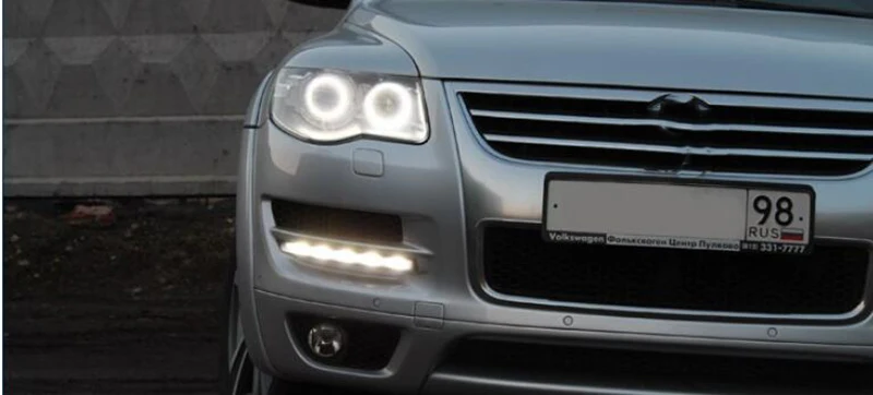 Для Volkswagen VW Touareg 2007 2008 2009 2010 супер яркий белый цвет 3528 SMD комплект светодиодов «глаза ангела» дневной ходовой светильник DRL
