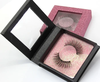 

CMYK printing custom box design package Shiny glitter pink 3d mink lashes packaging box ---PX2036