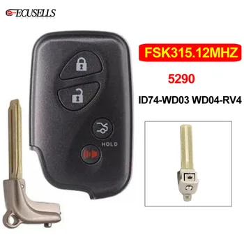 

3+1/4 Button Remote Smart Car Key FSK315.12-5290-ID74-WD03 WD04-RV4 TOY48 Emergency Key for Lexus Crown 2010 2011 2012 2013