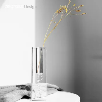 

Nordic Style Acrylic Vase Square Column Glass Bubble Flower Arrangement Floral Container Wedding Party Decoration Ornaments