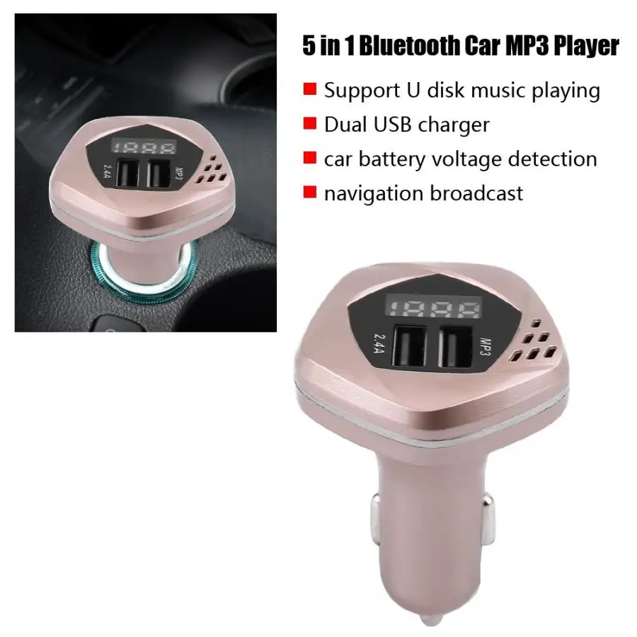 5 в 1 Bluetooth автомобильный комплект громкой связи fm-передатчик MP3 музыкальный плеер USB зарядное устройство DC12-24V автомобильные аксессуары