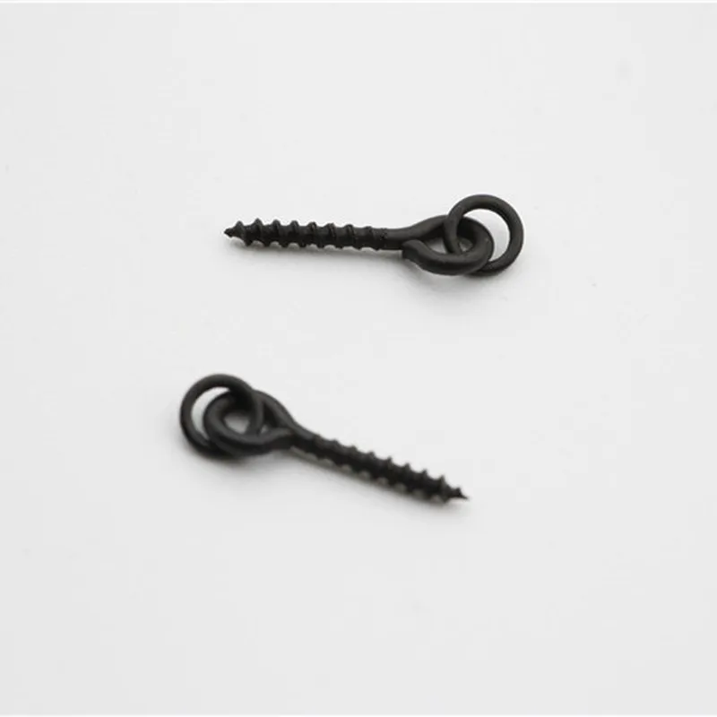 

10PCS Carp Screw Peg with Ring Swivel D-Rig Chord Rig Terminal Tackle Bait Holder Screw Carp Fishing Accessories Matt Black
