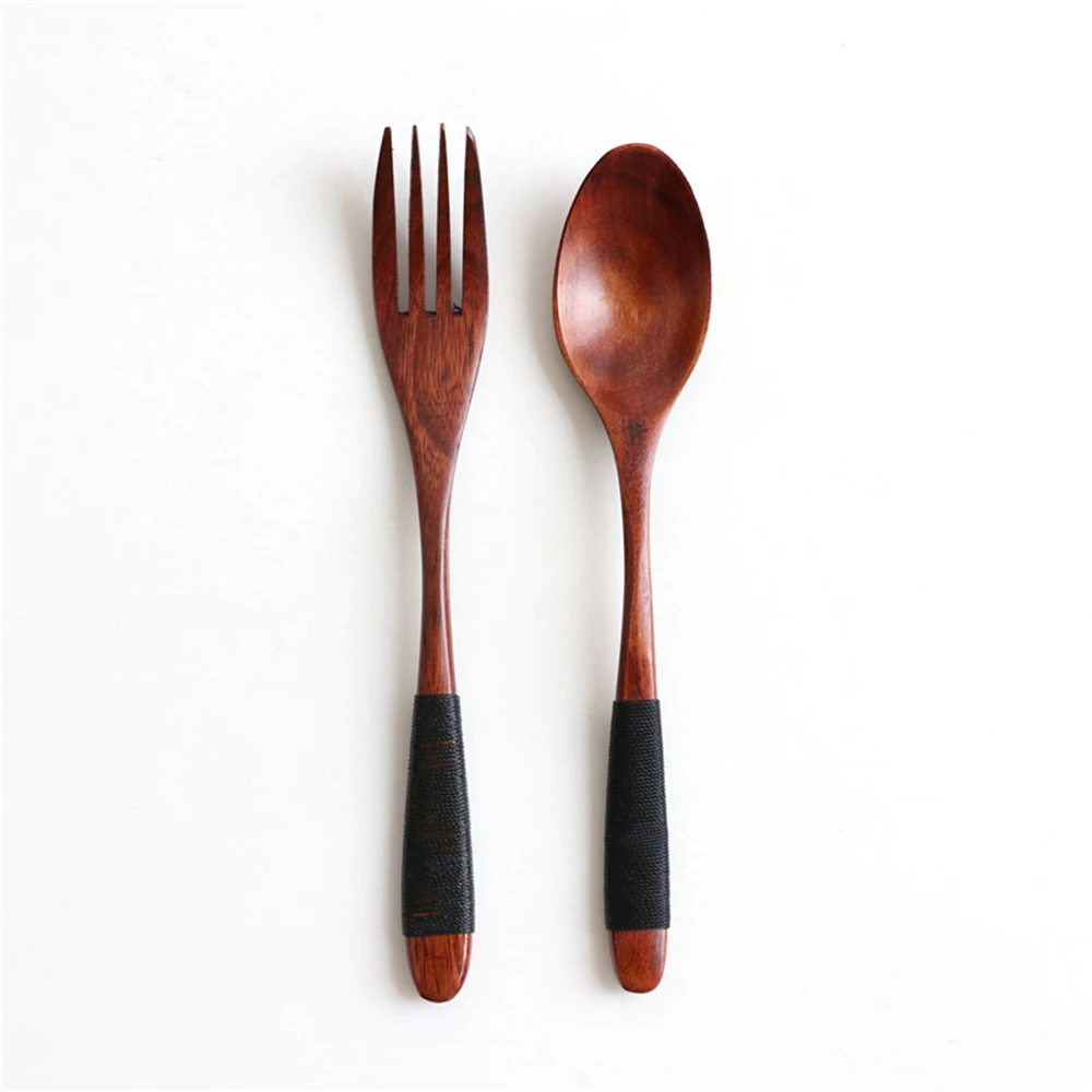 5 Set Natural Wooden Spoon Fork Dinner Kit Rice Soups Utensil Cereal Handmade Home Tableware Dinnerware Cutlery For Kicthen Spoons Aliexpress