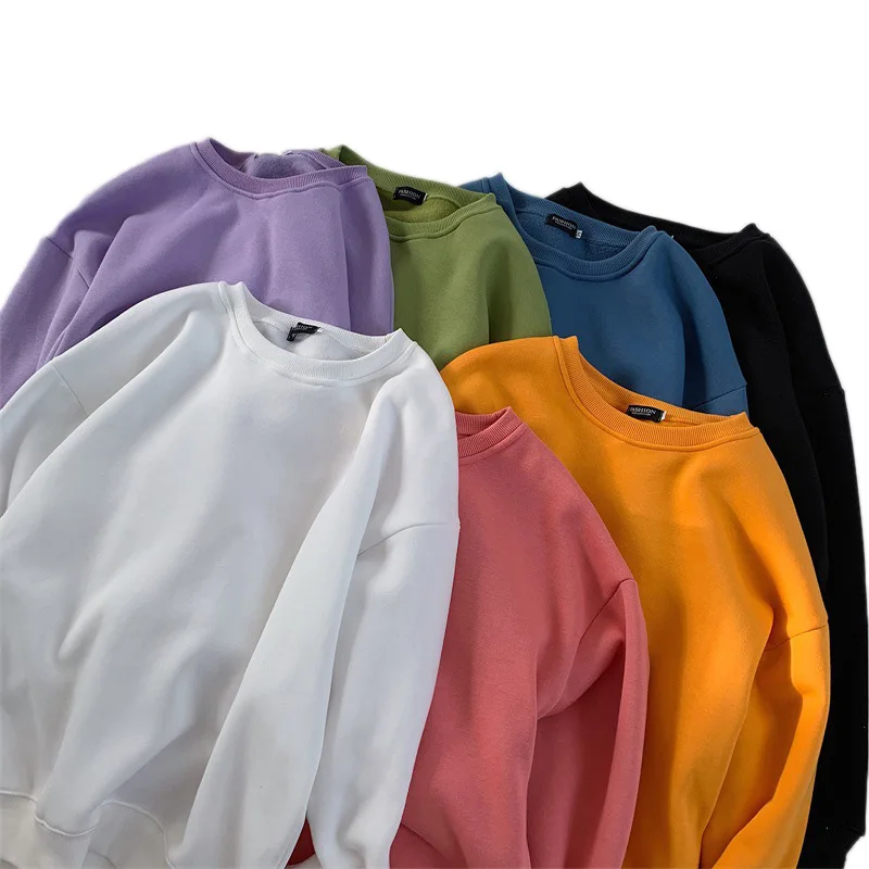 

Autumn Winter Hoodies Men Women Couples Unisex Jumper Casual Solid Color O Neck Pullover Sweatshirts Basic Tops