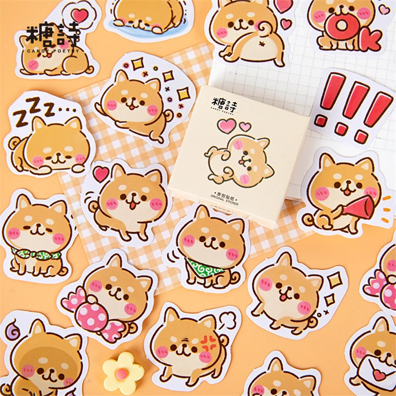 45pcs/box Shiba Inu's World Decorative Stationery Stickers set cute dog Scrapbooking DIY Diary Album Stick Lable Animal Stickers