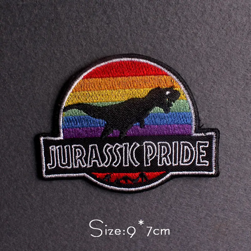 Dinosaur Embroidered Patches For Clothing Thermoadhesive Patches Iron On Patch On Clothes Stickers Stripes Punk/Rock Patch Badge 