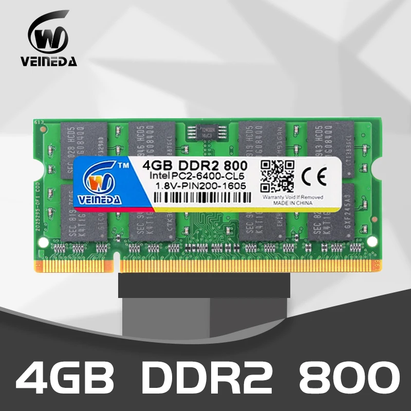 Ноутбук VEINEDA ddr2 ram 4 gb 2gb Sodimm memory ram 4gb 800Mhz 667mhz ноутбук для Intel amd mobo поддержка  ddr2