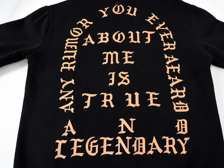Kanye Big Talker Autumn And Winter "the Life of Pablo21 City New York Qualified Black And Golden plus Velvet Men And Women Hoodi