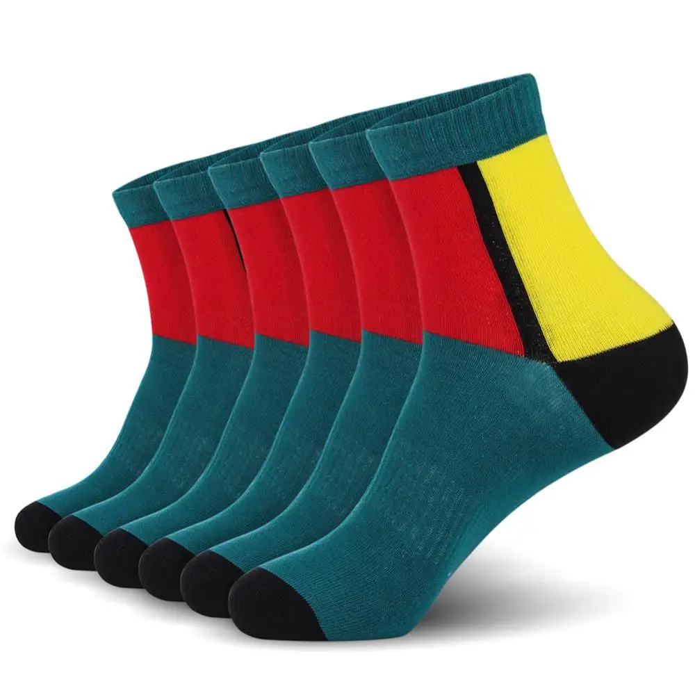 Мужские спортивные носки, хлопок, контрастные цвета, дизайнерские мужские носки, 6 пар/лот(EU 39-46)(US 7,0-12,0) VKMONY - Цвет: Dark green6