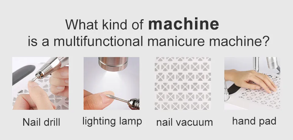 Coletor de Poeira de Unhas Lixa para Unhas Lâmpada de Iluminação Ferramentas para Manicure e Salão de Beleza Aspirador para Manicure 4 em 1 Forte 8 1, lixa para unhas, lâmpada de iluminação