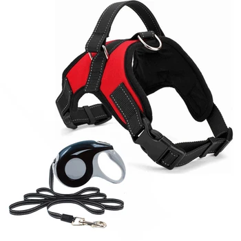 

1 Set Dog Leash Pet Harness Collar Adjustable поводок для собак Out Harness Vest Collar Hand Strap For Small Medium Large Dogs