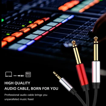 

1.5M Length 3.5mm To Dual 6.5mm Adapter Jack Audio Cable 3.5 Jack Splitter Audio Cable Plug And Play