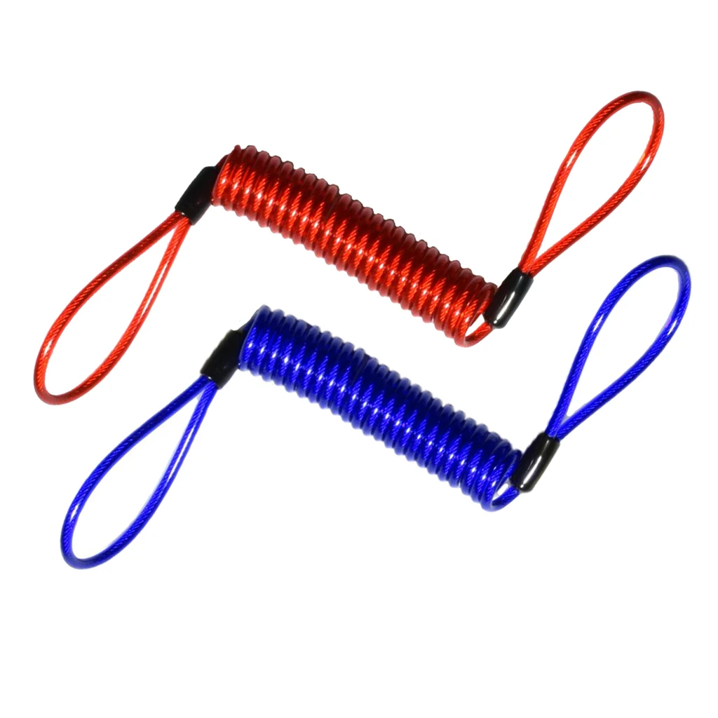 Blue&Red Combo - 150cm Alarm Disc Lock /Security Spring Reminder Cable for Motorcycle Ebike