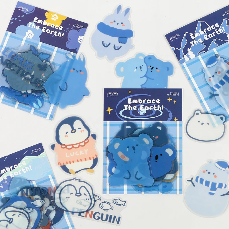 Yoofun-pegatinas Kawaii transparentes para mascotas, pegatinas para móvil, portátil, libro de recortes, Bloc de notas, animales bonitos, papelería