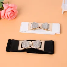 

Fashion Rhinestone Metal buckle Cinch Belt Women Wide Stretch Elastic Waist Strap Lady Dress Corset Waistband Clothes Accessory