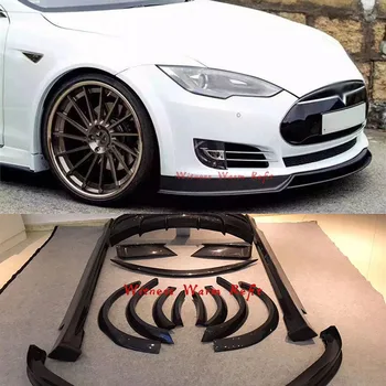 

Carbon fiber FRP Front Bumper lip Rear diffuser spoiler wings Side Skirts wheel eyebrow For Tesla MODEL S wide Car Body Kit 2014