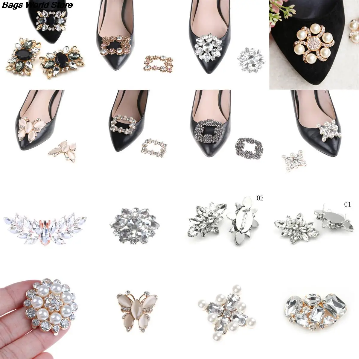 1PC rhinestone metal shoe clips women bridal shoes buckle decor accessories TDO 