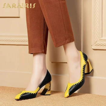 

Sarairis 2020 New Design Hot Genuine Cow Leather Pointed Toe Slip-On Hot Pumps Woman Shoes Strange Style Office Lady Pumps Women