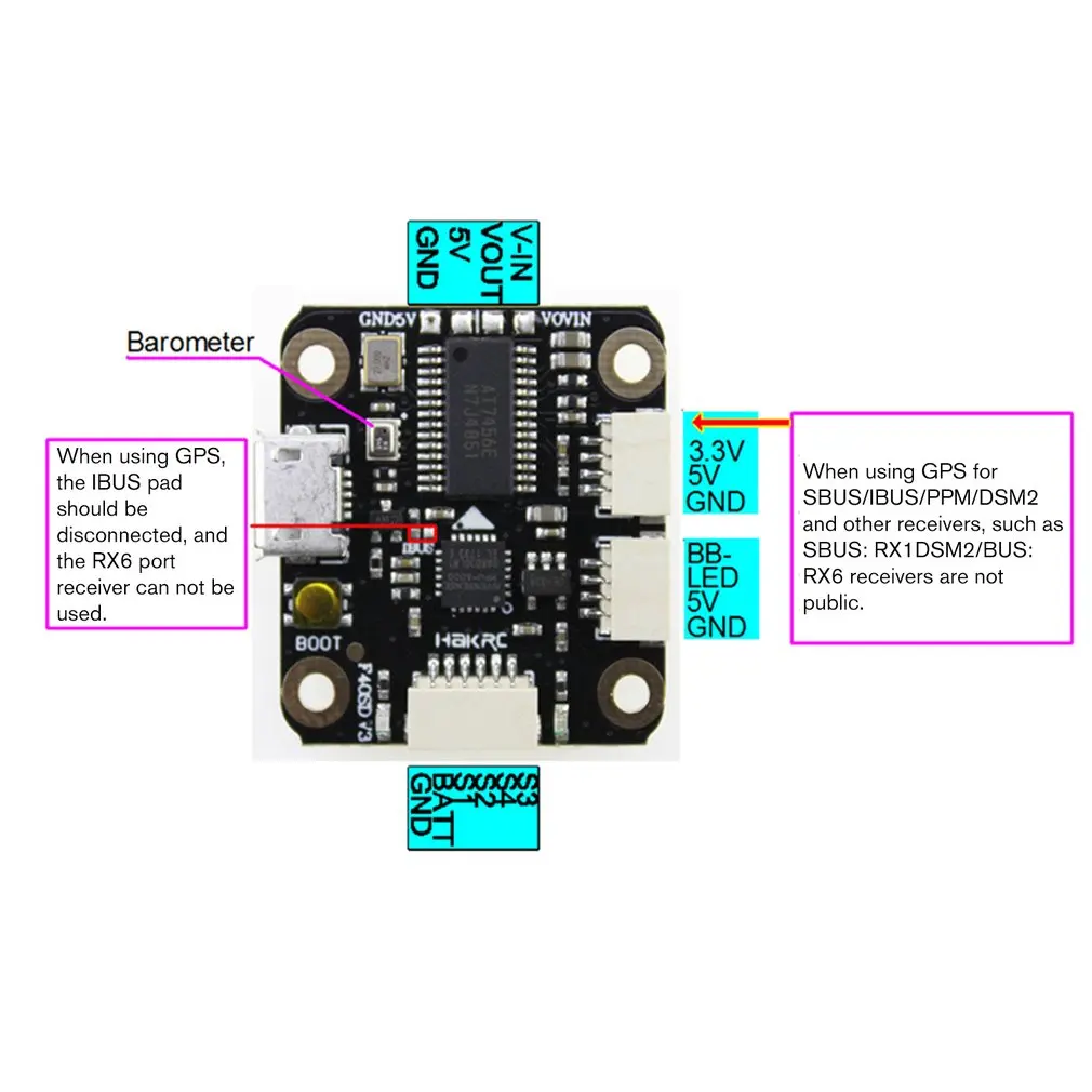 HAKRC Mini F4 Flytower Контроллер полета интегрированный OSD 4 в 1 BLHeli 20A ESC встроенный 5 в 2A Выход BEC для FPV RC Дрон