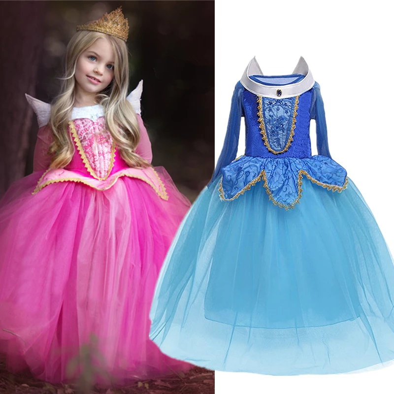 Girls Sleeping Beauty Dress Little Kids Princess Ball Gown Children Fancy Party Prom Frocks Long Sleeve Halloween Costume | Детская