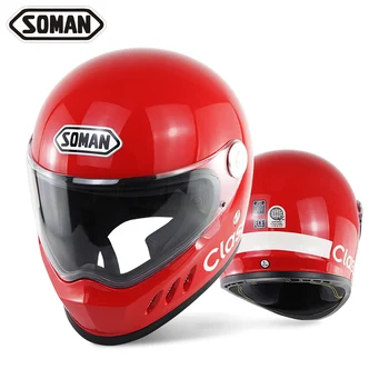 

Soman SM801 Retro Classic Shiny Racing Full Face Motorcycle Helmet casco capacete moto Dot/GB Approved