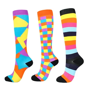 

Knee Socks Running Men Women Compression Happy Tube Socks Support Nylon Unisex Outdoor Racing Long Pressure High Socks