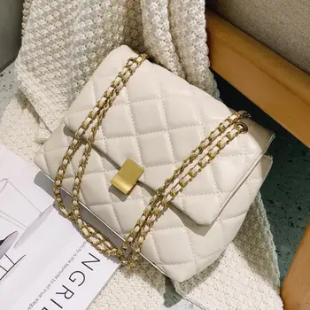 

Lattice Square Crossbody bag 2020 Fashion New High quality PU Leather Women's Designer Handbag Lock Chain Shoulder Messenger Bag