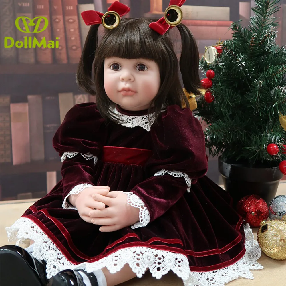 DollMai, новинка, силиконовая виниловая Кукла reborn baby doll, 24 дюйма, 60 см, благородная принцесса, девочка, bebe, reborn, игрушки для малышей, playmate, подарки