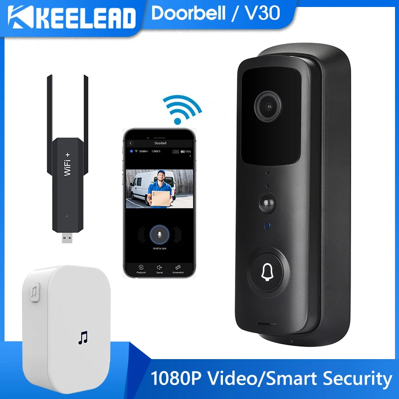 Умный дверной звонок Keelead Wi Fi видеозвонок с камерой визуальный домофон IP ночным