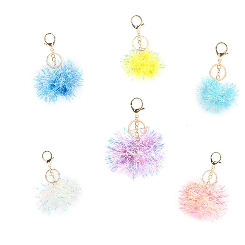 8Seasons Trendy Keychain &amp Keyring Gold Colorful Purple Pom Ball Pendant Accessories For Women Gift Charms 11 x 6.6cm 1 PC | Украшения и