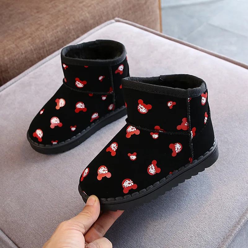 Удобные детские ботинки для девочек; войлочные детские ботинки с картошкой; зимняя обувь для девочек; Размеры 25-36; зимние ботинки для девочек - Цвет: Red  TPH-D668