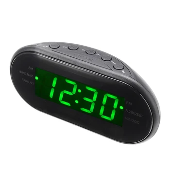 

LED Display Black Electronic Clock Timer FM/AM Radio Digital Alarm Clock 24 Hours Snooze Digital Desktop Timer for Home Bedroom