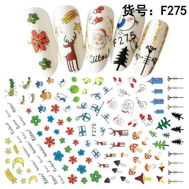 

1pcs 3D Nail Stickers Art Christmas Decals Snowman Nail Wraps Snowflakes Adhesive Slider Manicure Decoration Tip Too