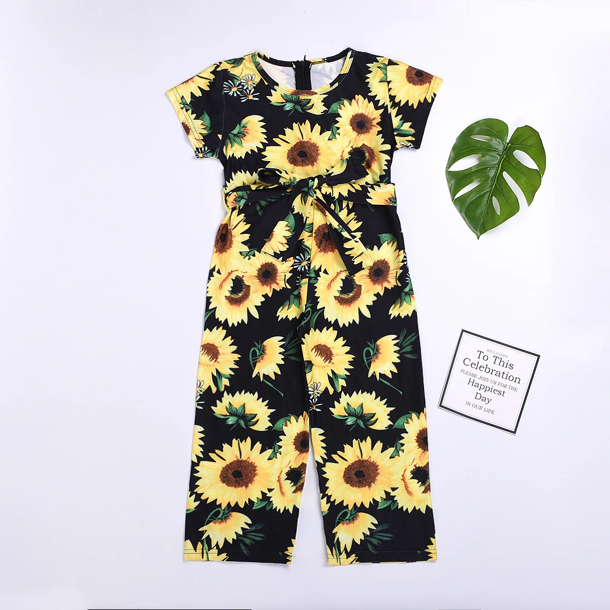 

INS New Products 2019 Sunflower Hot Selling Children CHILDREN'S Jumpsuit for Baby Girl + Belt