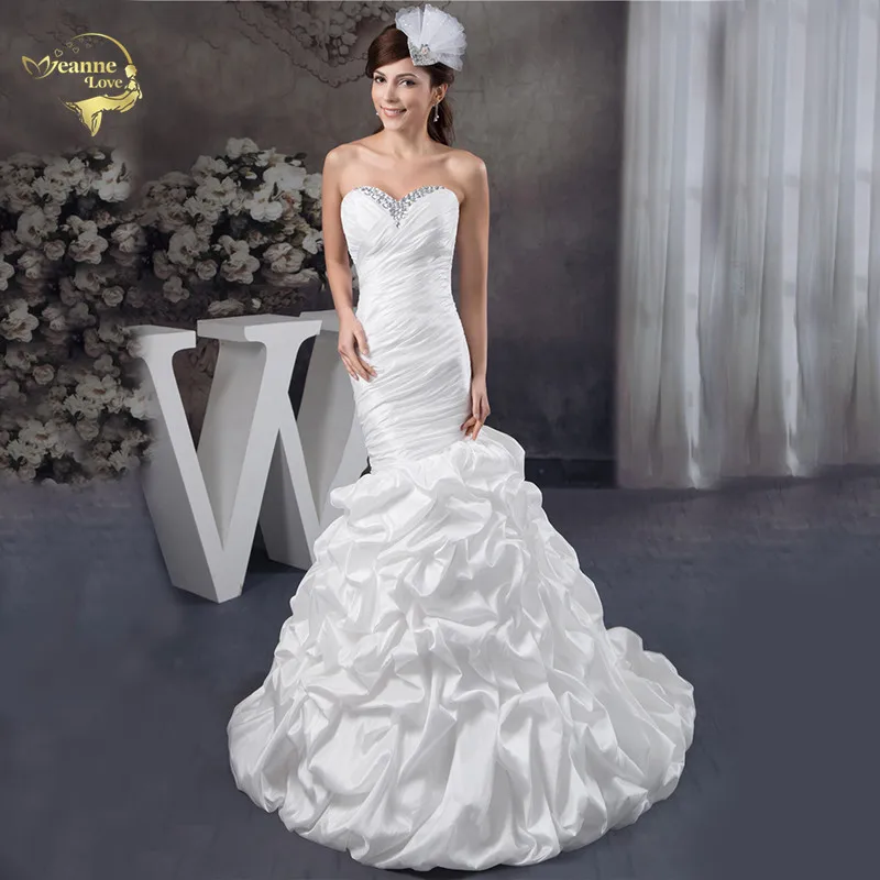 Jeanne Love Русалка Свадебные платья тафта винтажное свадебное платье Robe De Mariage JLOV75978 Vestido De Noiva Trouwjurk