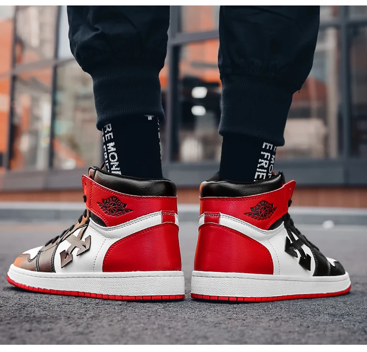 Мужские баскетбольные кроссовки AJ 1 цвета белый красный All-Star JD 1 Forces, спортивные кроссовки из натуральной кожи