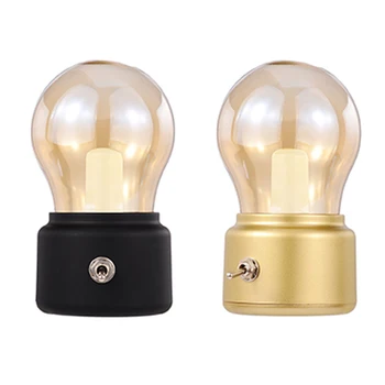 

BESTRetro light bulb LED Rechargeable Night Light,Mini Desk Table Decor Mood Nightlight,Beside Bed Stand Lamp, Friend Office Cof