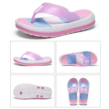 

Casual Women Soft Bottom Beach Shoes Rainbow Flip Flops Summer Slippers 2020 Female Sandals
